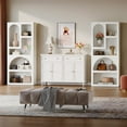 thumbnail image 3 of Tribesigns 70" Tall Geometric Bookshelf Set of 2, White Arched Bookcase with 5 Irregular Storage Shelves, Open Art Decor Display Shelf, 3 of 6