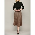 thumbnail image 2 of MBJ WB2383 Womens High Waist Polka Dot Pleated Skirt Midi Swing Skirt with Pockets M TAN_BLACK, 2 of 6