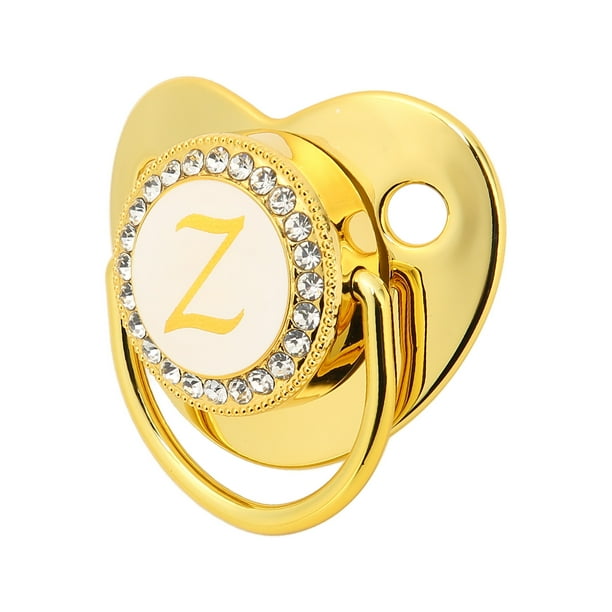 Chupete De Bebé Dorado Alfabeto Chupete Letra Chupete De Bebé Chupete De Bebé Con Clips Chupete De Bebé Dorado Diseño Curvo 26 Letras Materiales Seguros Chupete De Bebé Bling ANGGREK AC7024