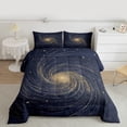 thumbnail image 2 of Manfei Universe Galaxy Queen Comforter Set,Geometric Stripe Abstract Bedding Sets,Gold Stars Print Bedding Comforter Set For Teens,Ultra Soft Home Decor Reversible,3pcs, 2 of 8
