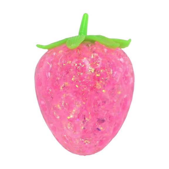 1Pc Strawberry Stress Balls, Fun and Soft Squishy Toys, Cute Fruit Squeeze Toys Giftable Stress Relief Toys for Adults(Golden Pink)