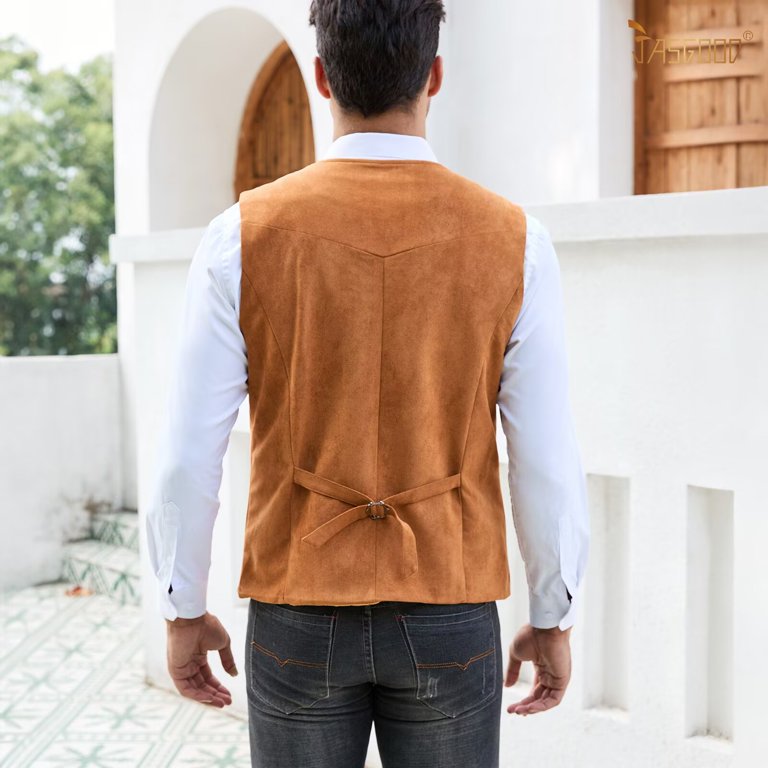 mens brown dress vest Hawes & Curtis Slim Fit Brown Herringbone 1913 Suit Vest | Wool | Plain
