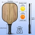 thumbnail image 3 of Pickleball Paddles Set Of 1, Fiberglass Surface, Wood Grain Print, 1 Paddle, 2 Balls & Bag, 3 of 5