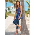 thumbnail image 3 of Swim 365 Women's Plus Size Longer-Length Ruched V-Neck Braided Racerback Tankini Top, 3 of 6