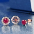 thumbnail image 2 of Gem Stone King 1.49 Ct Round Red Ruby 18K Rose Gold Plated Silver Earrings, 2 of 3