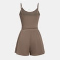 thumbnail image 4 of Matching Sets Women Clothing Summer Shorts Suit Ribbed Crew Neck Vacation Outfits,Coffee,M, 4 of 7