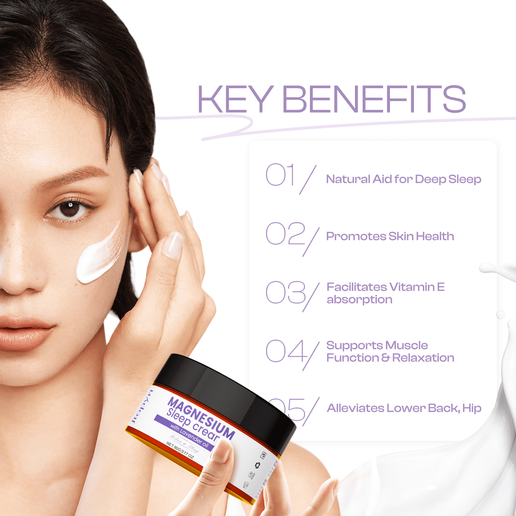 Jtopyrt Magnesium Cream for Sleep and Deep Relaxation with Almond Oil, Lavender Vitamin E for All Skin Type