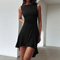thumbnail image 6 of Women'S Slim Fit Solid Color Sleeveless Basic Casual Dress Black S, 6 of 7