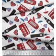 thumbnail image 2 of Soimoi Modal Satin Fabric Bus,Telephone Booth & London Clock Tower Architectural Print Fabric by The Yard 42 Inch Wide, 2 of 3