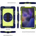 thumbnail image 7 of ELEHOLD Rugged Shockproof Case for Samsung Galaxy Tab A8 10.5 Inch 200 Tablet SM-X200/X205/X207, Heavy Duty Drop Protecton Hybrid Cover with Rotating Kickstand & Hand / Shoulder Strap, Blue+Green, 7 of 7