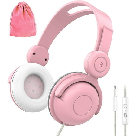 Kid Odyssey Kids Headphones for Girls with Microphone, Wired Kids Headphones for School Pad Phone Tablet, 85dB Volume Limited Hearing Protection, Preschool Graduation and Back to School Gifts for Kids
