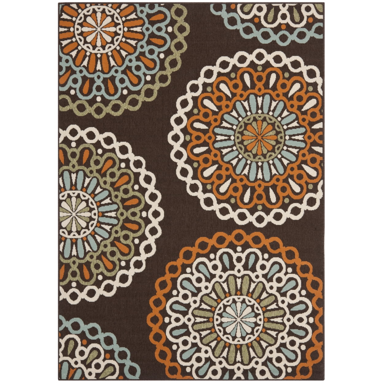 SAFAVIEH Veranda Axum Geometric Indoor/Outdoor Runner Rug, Chocolate/Terracotta, 2'3" x 12'