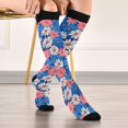 thumbnail image 5 of FORMRS Womens Knee High Socks Casual Long Thick Travel Daily Wear, 1 Pair, Pink Flowers Pattern, 5 of 6