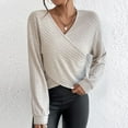 thumbnail image 4 of STETMN Women's Wrap Sweater Crop Long Sleeve Knit Tops V Neck Trendy Cozy Knitwear Shirt, 4 of 8