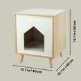 thumbnail image 4 of TRIXIE Isa Indoor Wooden Cat Condo, Modern Cat Bed Side Table with Cozy Cushion, Brown/White, 4 of 6