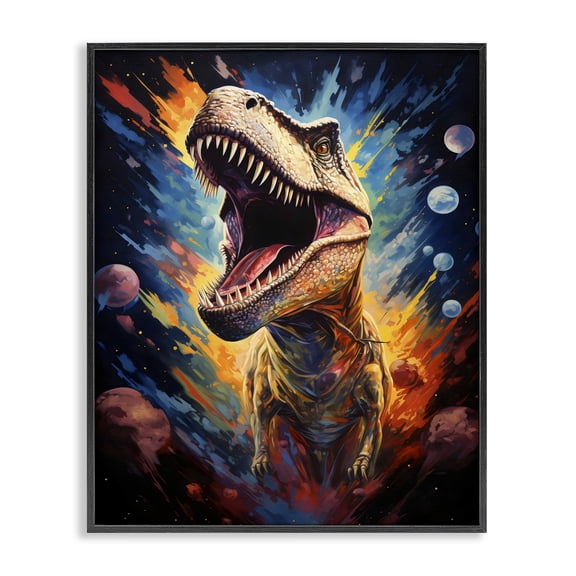 Stupell Industries Bohemian Dinosaur with Planets Black Framed Giclee Art, 11 x 14, by Creative Studio