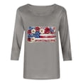 thumbnail image 4 of lcziwo 3/4 Length Sleeve Womens Tops Plus Size Cotton Independence Day Basic T Shirt Anniversary Stars Stripes Lightweight Family Tee Top Gray XXXL, 4 of 6