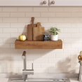 thumbnail image 2 of Wall Floating Shelves, Rustic Wood Wall Shelf Handmade - Wooden Shelves for Bathroom Kitchen Livingroom(Light Walnut, 17 Inch - 2 Pack), 2 of 10