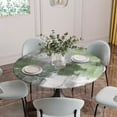 thumbnail image 5 of Sage Green Grey Round Tablecloth for 45-54 Inch Tables,Fitted Table Cover with Elastic Edge,Modern Oil Painted Abstract Art Aesthetics Waterproof Outdoor Table Cloth Protector for Patio Garden Dinner, 5 of 9