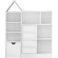 thumbnail image 7 of 47" Kids Toy Storage Organizer & Bookshelf, White Floor Storage Cabinet with Movable Drawers & Storage Cubbies for Playroom, Bedroom, Classroom, Library, 7 of 7