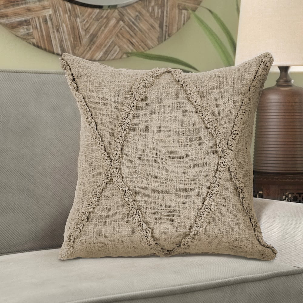 Harlow Hill Taupe Diamond Contemporary Cotton Polyfilled Throw Pillow Set of 2, 20" x 20"