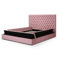 thumbnail image 5 of Cosmopolitan King Velvet Tufted Upholstered Storage Platform Bed in Pink, 5 of 9