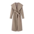 thumbnail image 2 of IUYRTFE Women's Long Wool Blend Coat with Shawl Collar and Self Tie Belt Slim Fit Wrap Winter Overcoat, 2 of 8