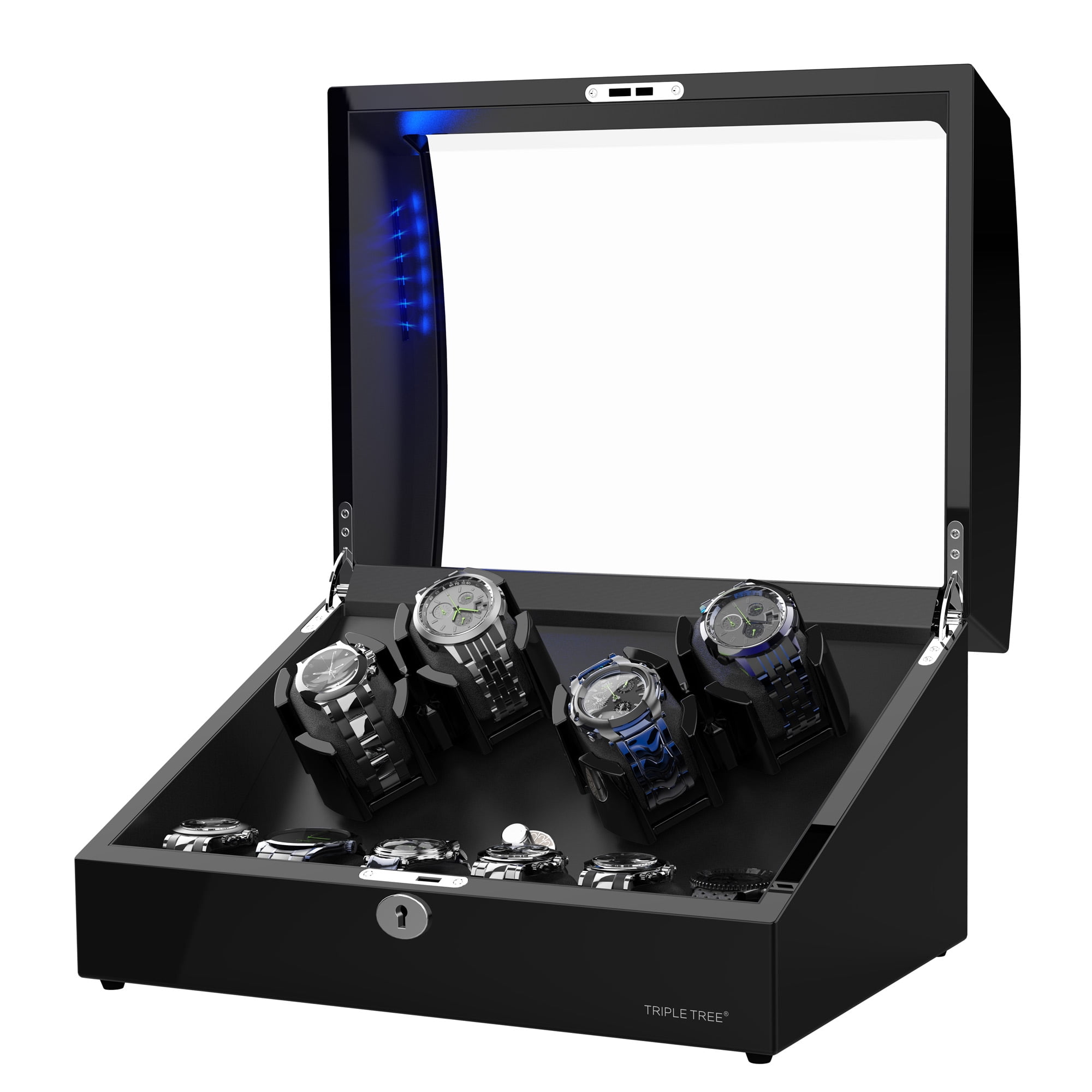 forklare Jeg har en engelskundervisning bid Automatic Watch Winder for Rolex, Wooden Piano Paint Case, for 10 Automatic  Watches, Built-in LED Illumination, Extremely Silent Motor, with Soft  Flexible Watch Pillow - Walmart.com