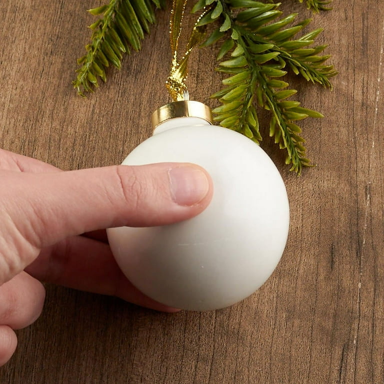 White Porcelain Ceramic Round Ball Christmas Tree Ornament Winter