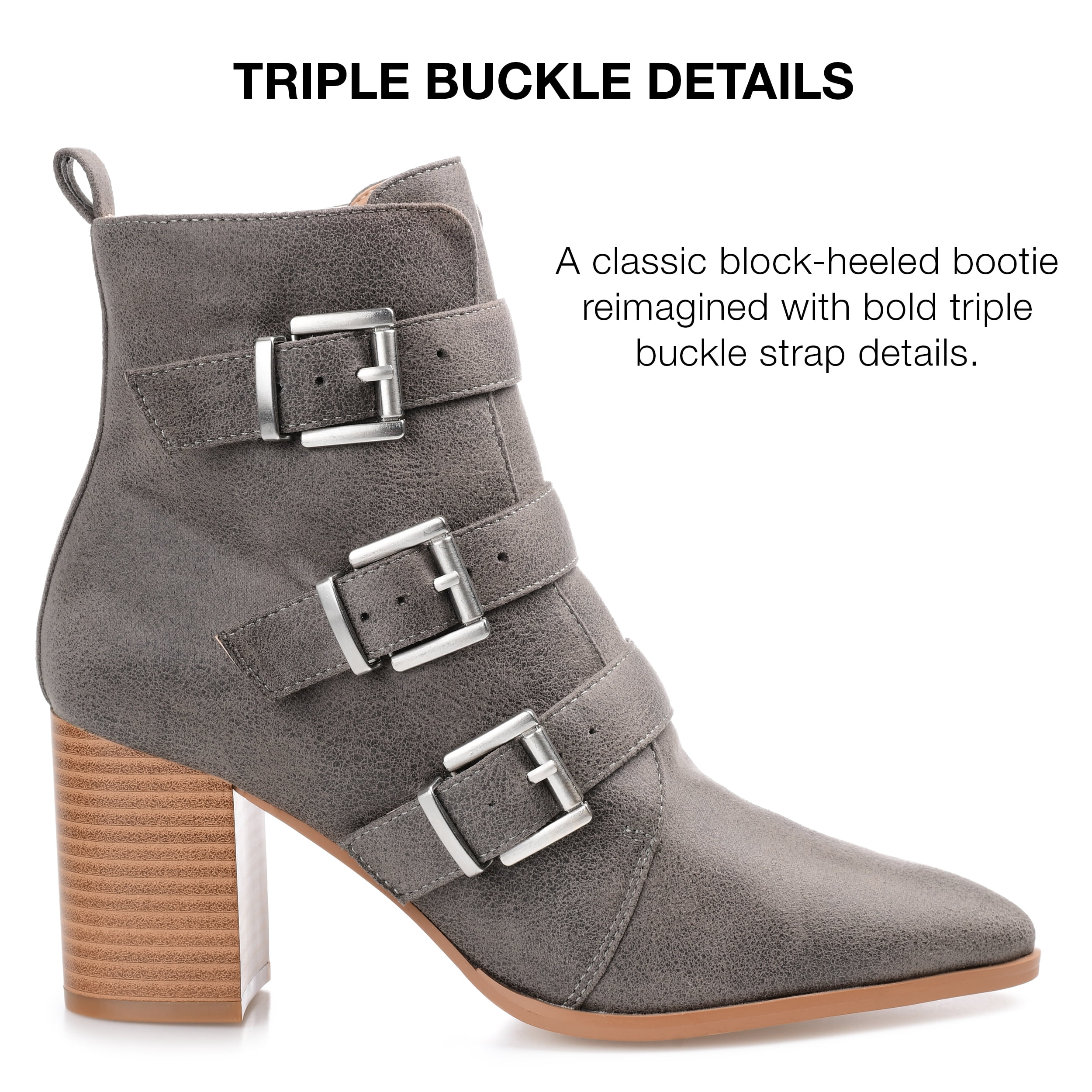 Journee Collection Womens Winsley Tru Comfort Foam Inside Zip Stacked Heel Booties