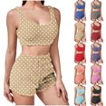 thumbnail image 5 of qucoqpe Women's Winter Fuzzy 2 Piece Outfits Fleece Warm Crop Tops Shorts Set Pajamas Loungewear, 5 of 5