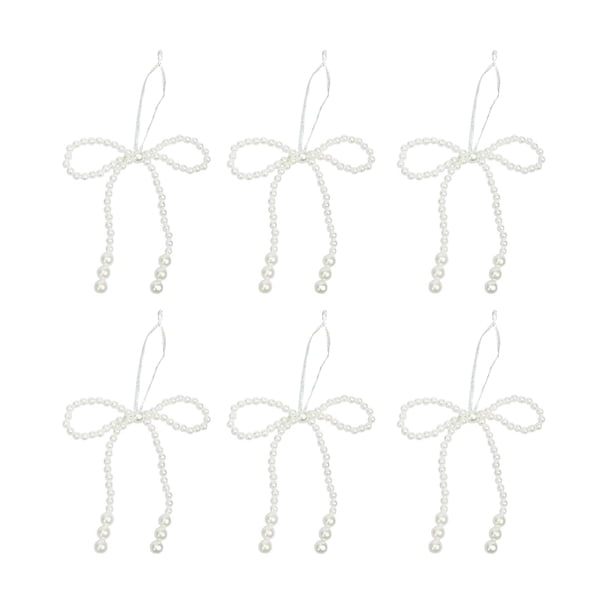 Adornos navideños con lazos de perlas artificiales Lazos de perlas artificiales blancas Adorno colgante Lazo para la punta del árbol para bodas, baby showers y decoraciones de cumpleaños