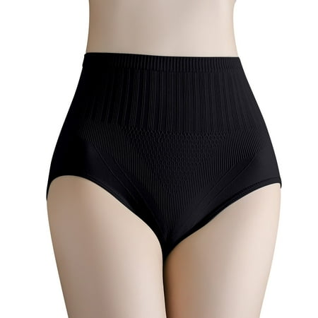 Rigardu Hot Sale!! Women s Cotton Underwear High Waisted Full Coverage Ladies Soft Strech Breathable Panties Women s Lace Plus Size Waist Breifs Gather Your Waist and Buttocks Lines Black Xl