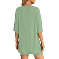 thumbnail image 4 of Stichou Women's 2 Piece Lounge Set 2026 Summer Casual Oversized Shirts Biker Shorts Matching Airport Travel Outfit Clothes Green L, 4 of 6