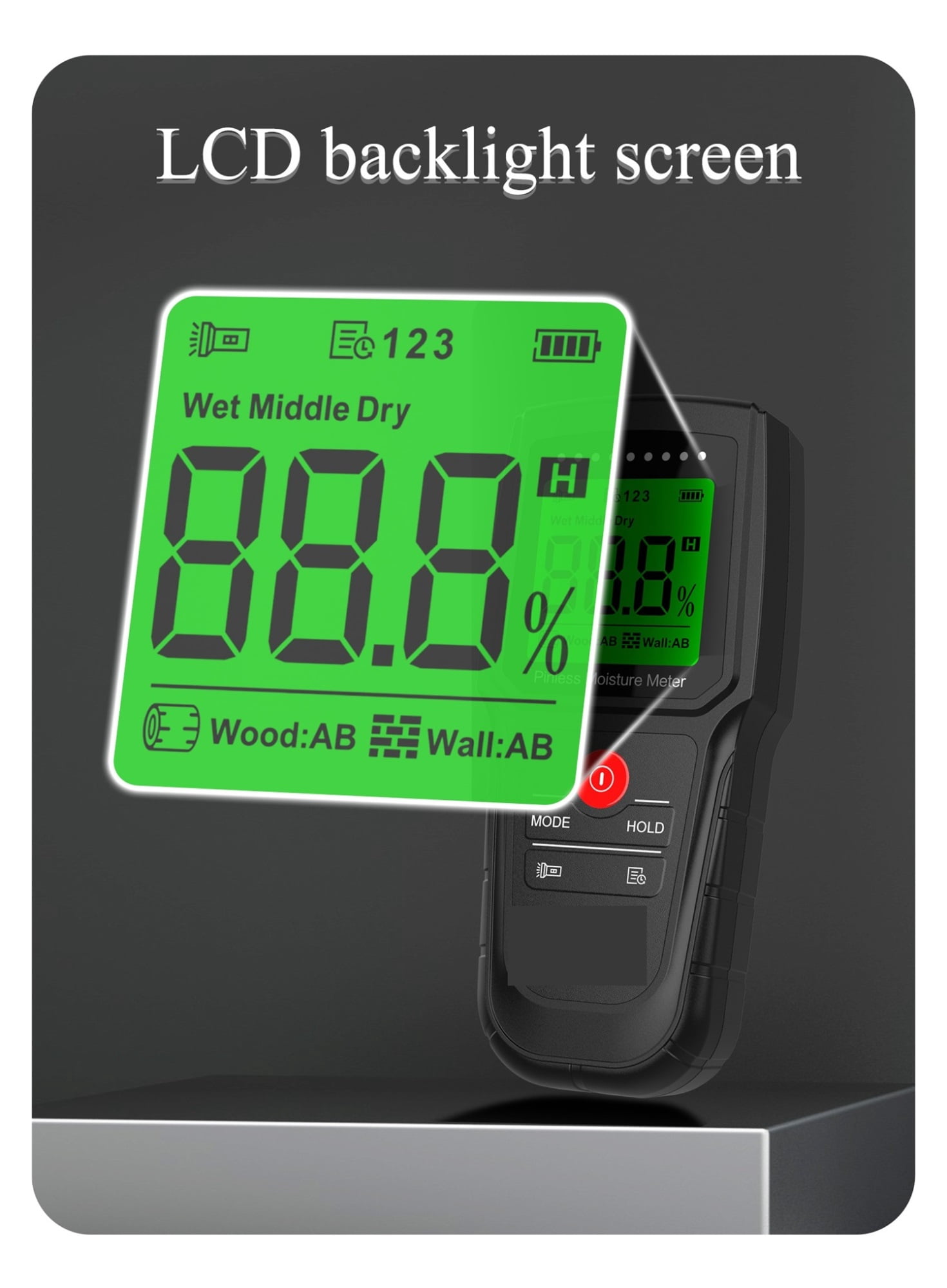 Hygrometer Digital Moisture Meter Carton Humidity Tester Wall Hygrometer Timber Damp Detector Non-destructive Meter ,Wide Applications