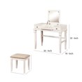 thumbnail image 3 of Benzara BM16844 Wooden Vanity Set with Flip Top Mirror & 2 Drawers, White & Beige - 30 x 36 x 18 in., 3 of 5