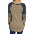 thumbnail image 2 of Mafulus Womens Long Sleeve T-Shirts Color Block Striped Causal Round Neck Tunic Tops Blouse, 2 of 3