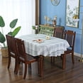 thumbnail image 2 of Oval Rustic Checkered Tablecloth Beige and Gray Heavy Duty Embroidery Cloth Wrinkle Resistant Washable Kitchen Living Room Home Decoration 60 x 84 inches Fabric, 2 of 6