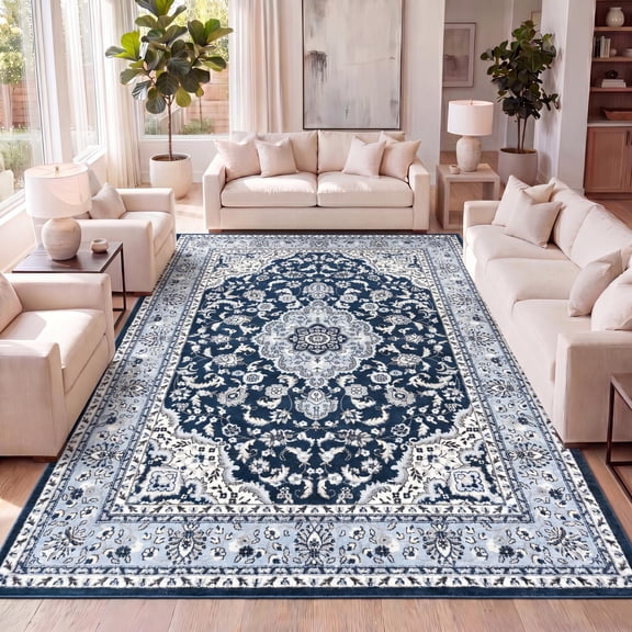 JONATHAN Y MODERN PERSIAN 5 x 8 Area Rug, Palmette Floral - Navy/Blue, MDP503D-5