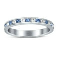 thumbnail image 2 of Full Eternity Stackable Band Ring Blue Topaz & CZ 925 Sterling Silver Size 4, 2 of 5