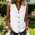 thumbnail image 6 of Noric Women's Sleeveless Button Down Blouse V Neck Solid Color Summer Casual Loose Fit Tank Tops, 6 of 9