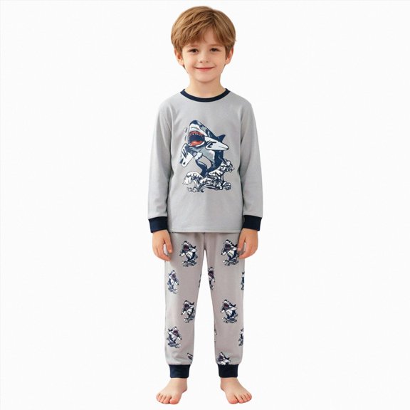 TOWED22 Boys Girls Pajamas Cotton Truck Pjs Toddler 2 Piece Sleepwear Kids Winter Clothes Set 3 6 9 12 18 24 Months 2t 3t 4t 5t 6t 7t 8t 9t(Light Gray,4-5 Y)