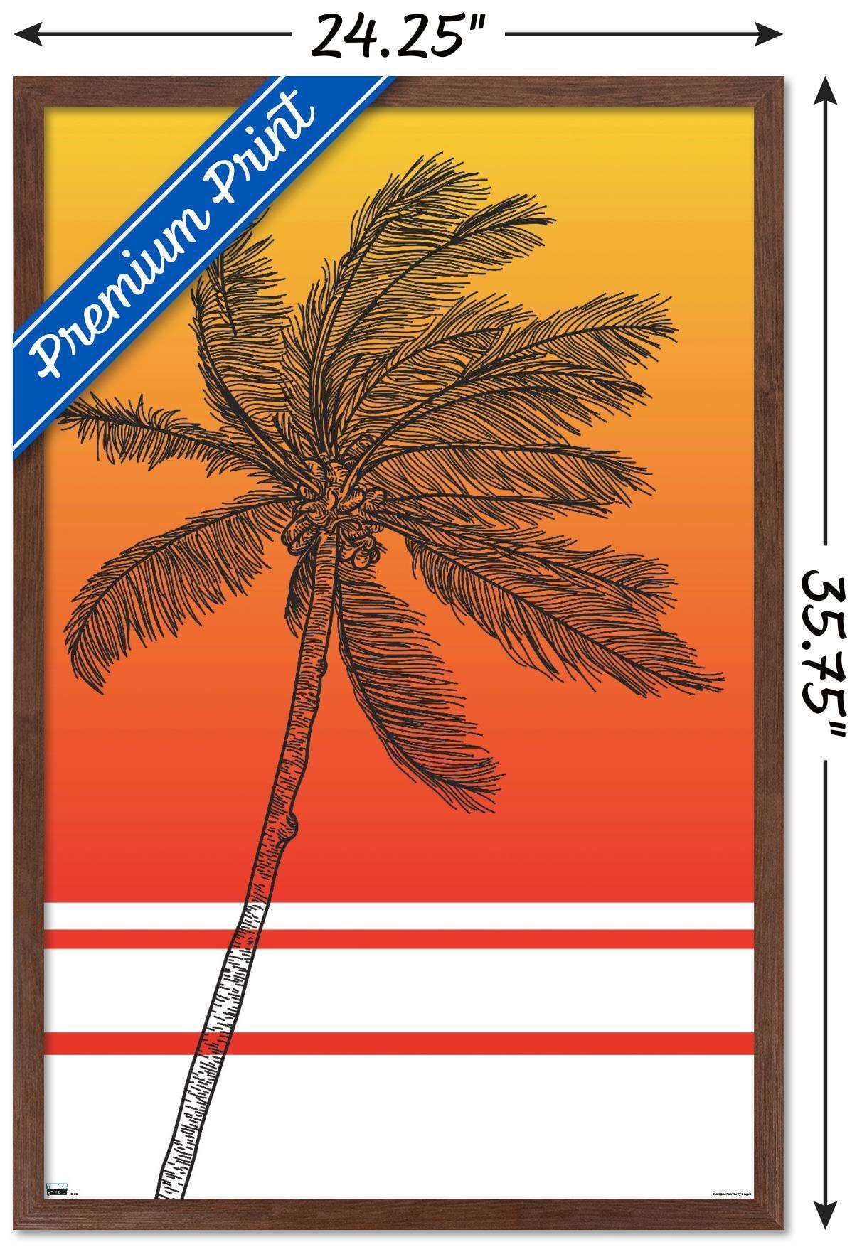 Line Art - Palm Tree Wall Poster, 22.375" x 34", Framed
