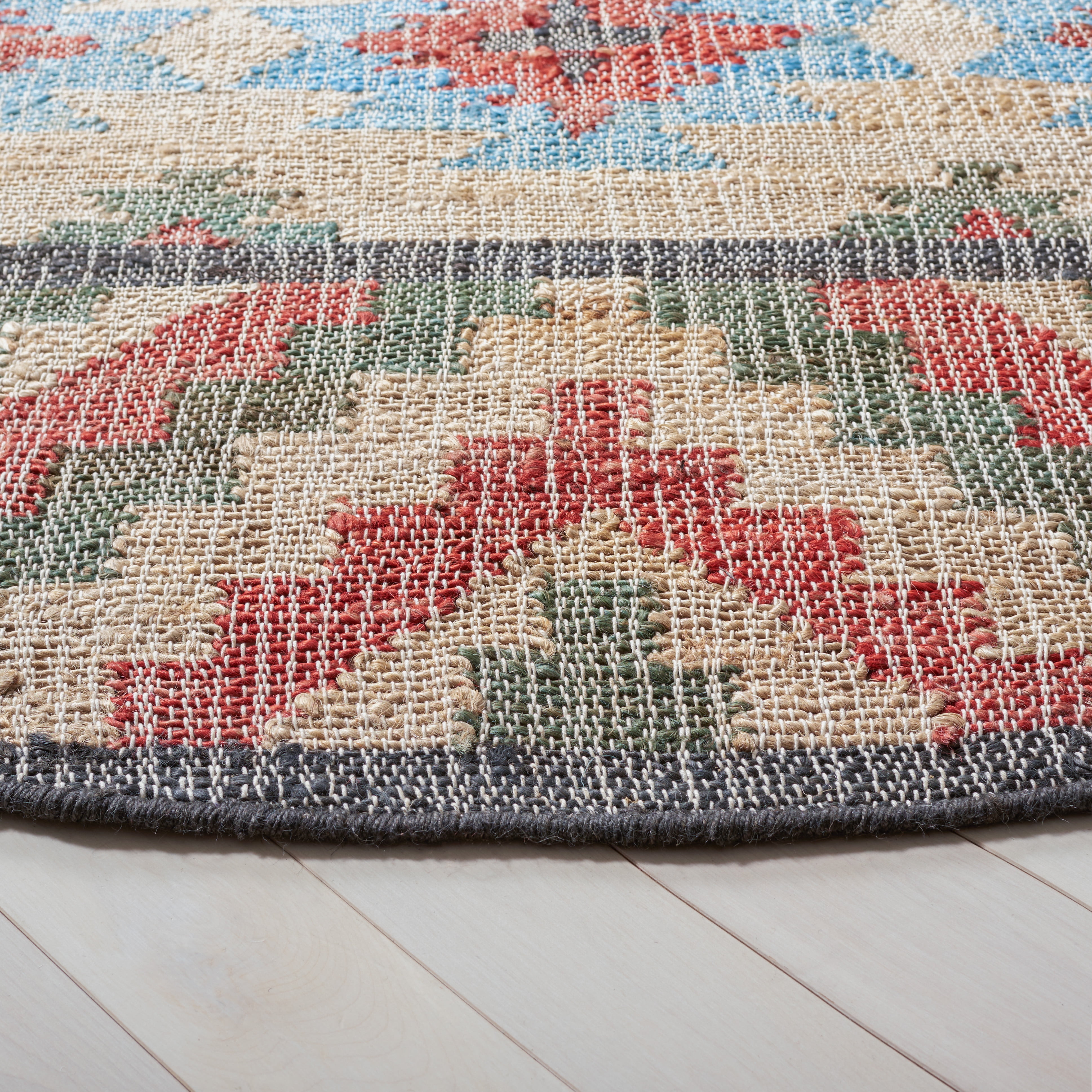 SAFAVIEH Kilim Aldous Tribal Area Rug, Natural/Red, 7' x 7' Square