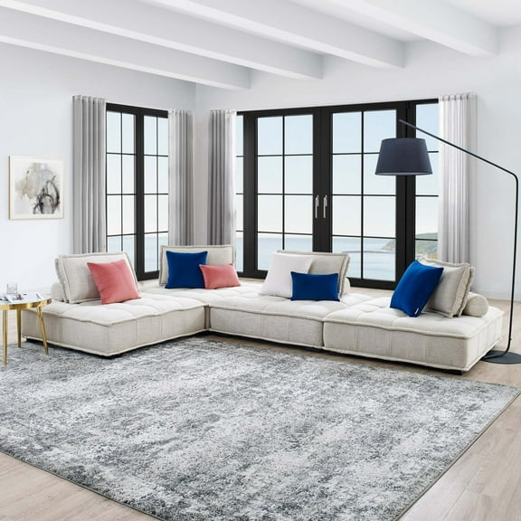 Saunter Tufted Fabric Fabric 4-Piece Sectional Sofa-EEI-5208