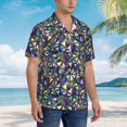 thumbnail image 3 of Susaid Purple-Gold Triangles Print Short Sleeve Shirts Button Down Casual Shirts Summer Beach Aloha Button Down Short Sleeve for Men ,3X-Large, 3 of 7
