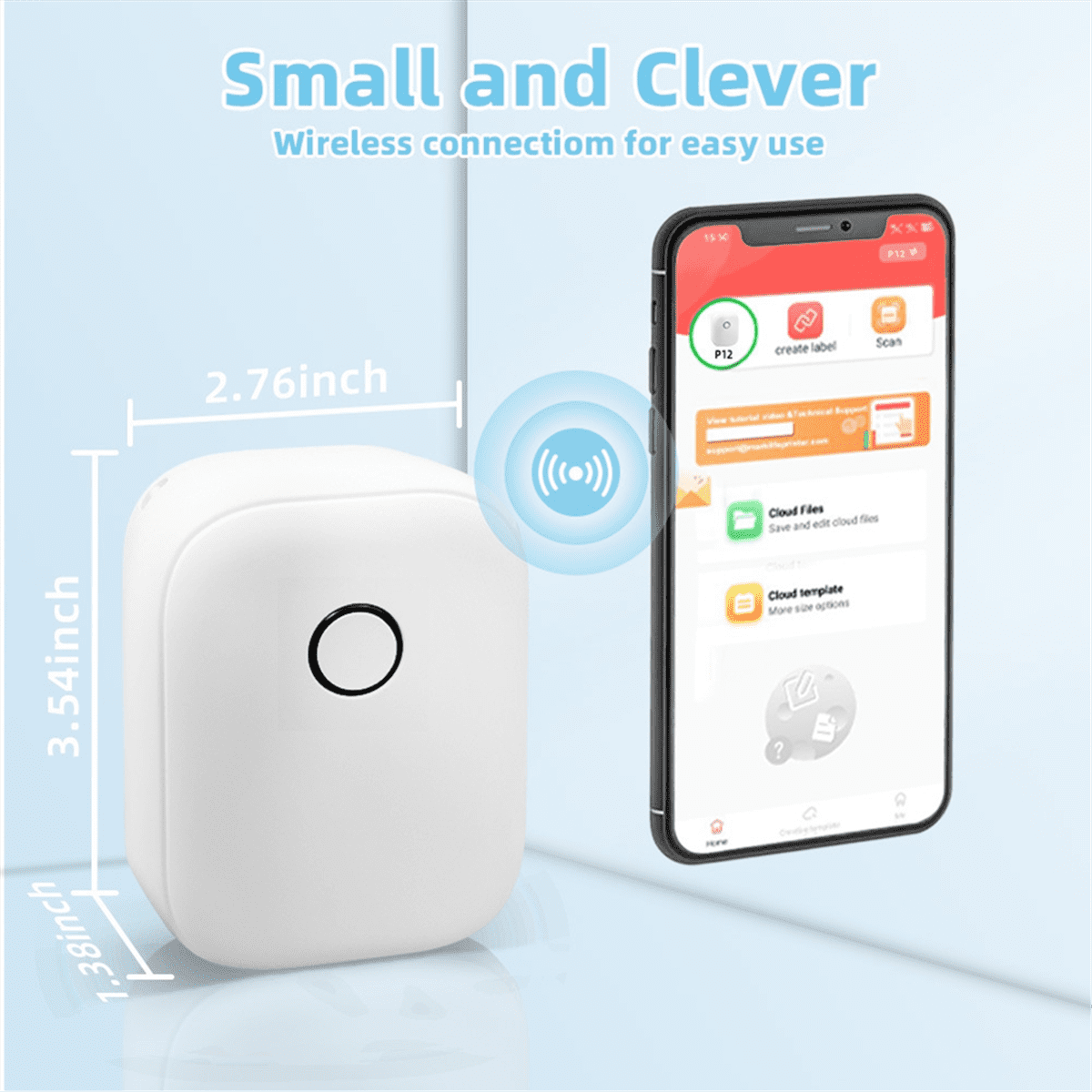 P12 Label Maker Mini Bluetooth Label Printer Portable Thermal Sticker Machine for Storage Barcode  Home