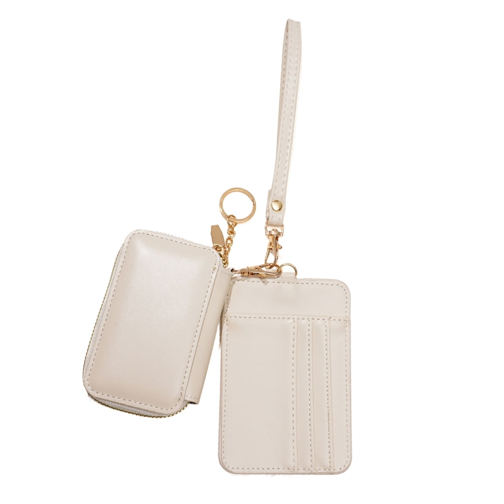 Genuine Leather Thin Vertical Stacker Women's Wallet Card Case with ID Window