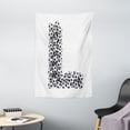 thumbnail image 1 of Letter L Tapestry, Letter L with Football Theme Soccer Balls in Vertical and Horizontal Order, Wall Hanging for Bedroom Living Room Dorm Decor, 40W X 60L Inches, Black and White, by Ambesonne, 1 of 2