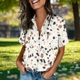 thumbnail image 7 of Xdegoge Button Down Shirts for Women Collared V Neck Short Sleeve Vintage Retro Workwear Loose Fit Abstract Striped Print Lightweight Flowy Soft Breathable Spring Summer Tops, 7 of 7